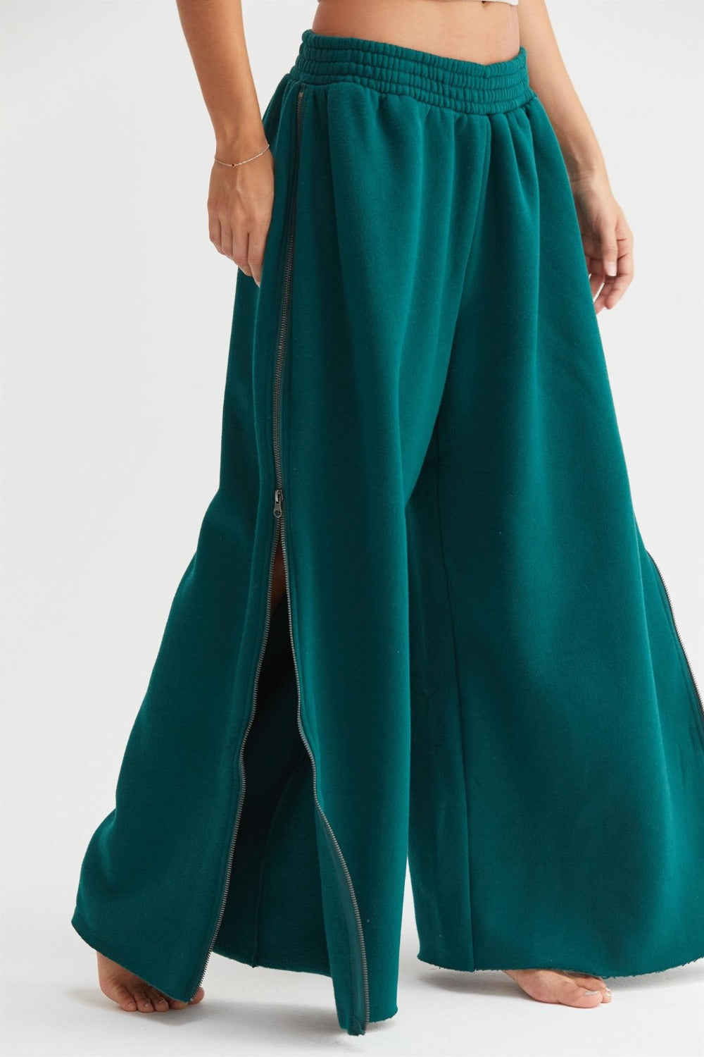 Wide-Leg Side Zipper Sweatpants Y2K Wide Pants, Vintage aesthetic pants