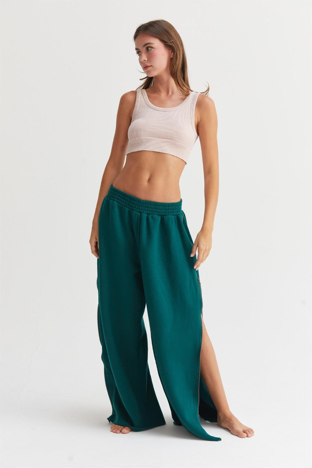 Wide-Leg Side Zipper Sweatpants Y2K Wide Pants, Vintage aesthetic pants